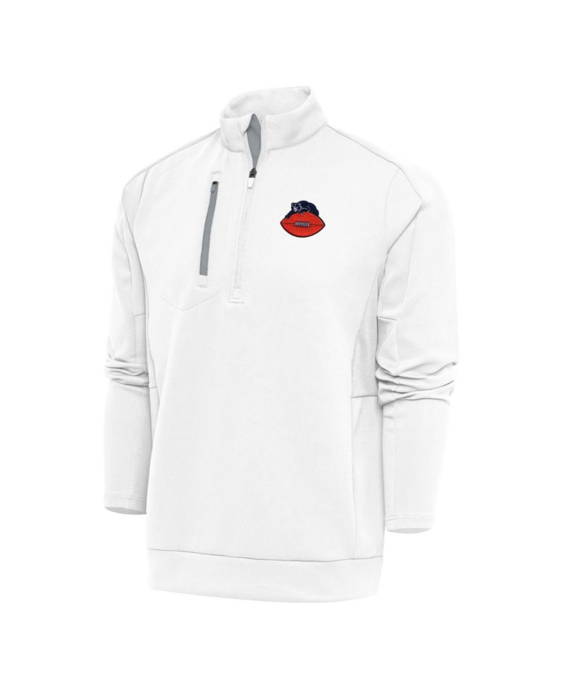 Men's White Chicago Bears Team Logo Throwback Generation Quarter-Zip Pullover