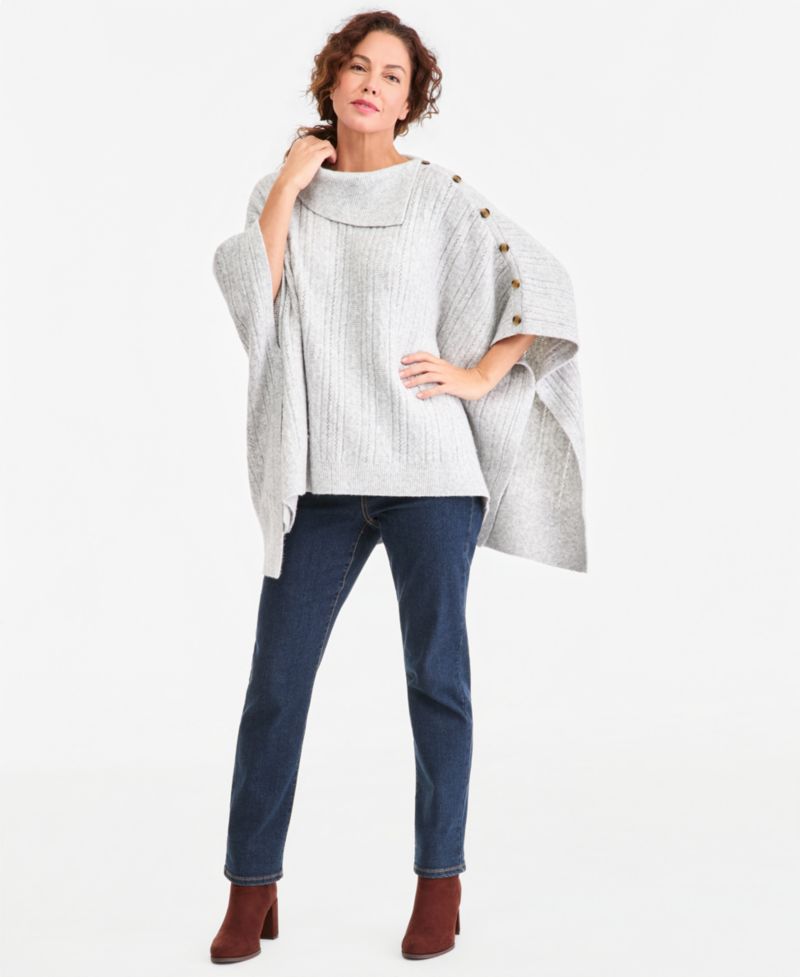 Women's Button Poncho Sweater