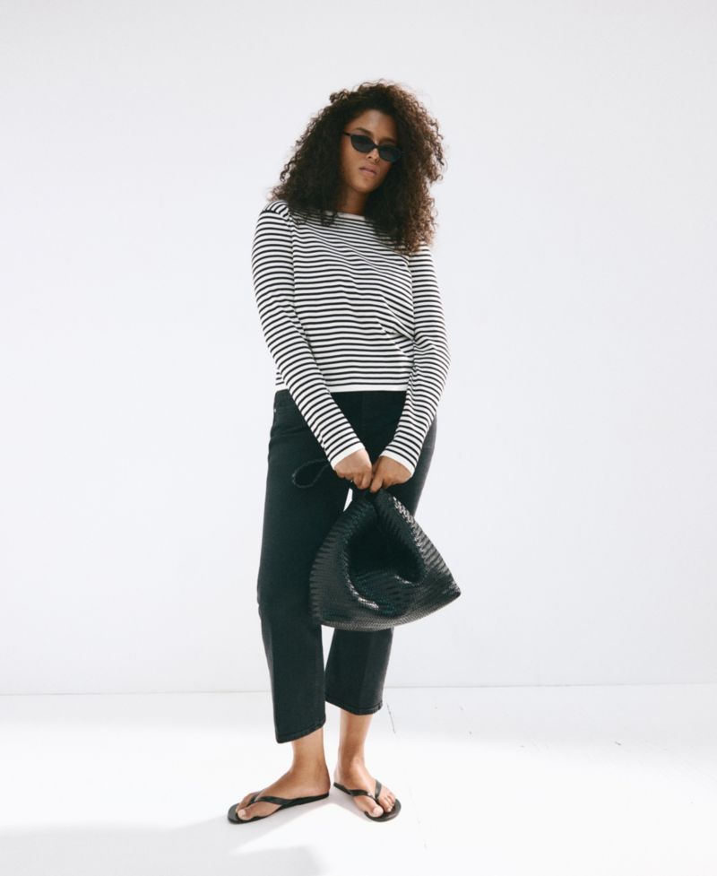 Women's Striped Crewneck Long-Sleeve Sweater