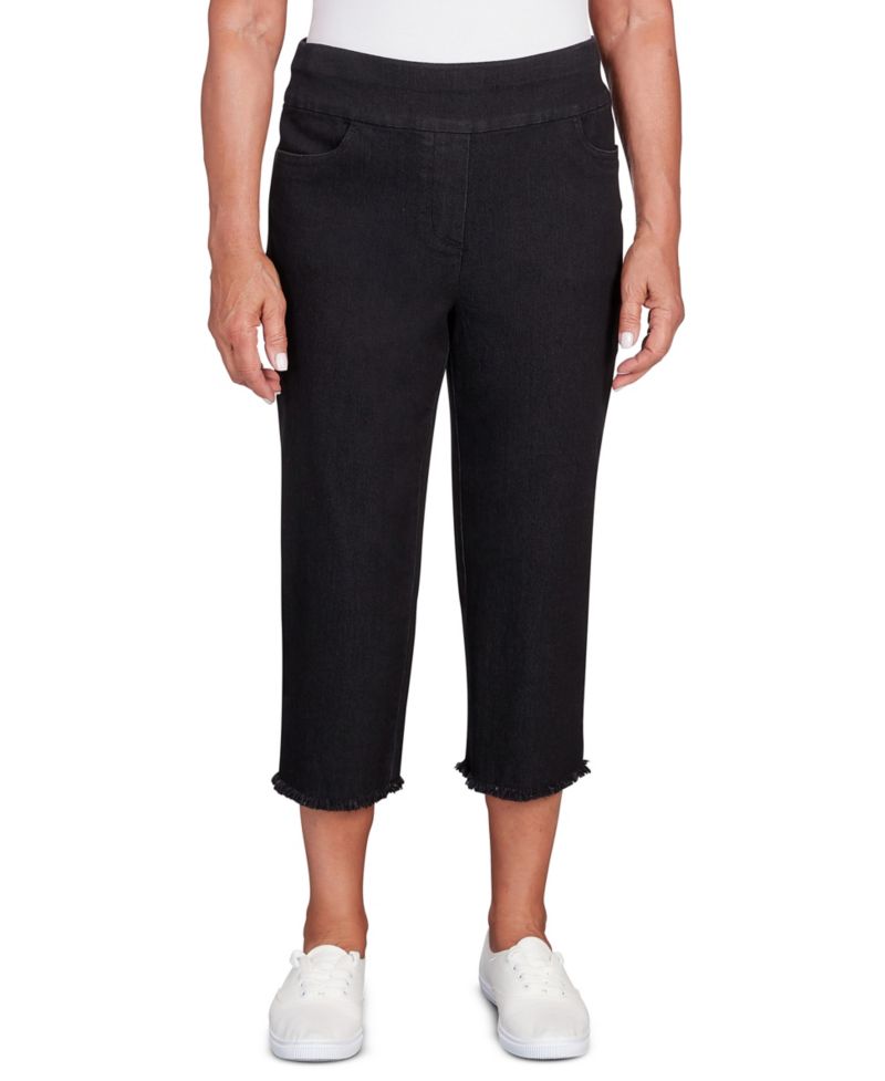 Women's Classic Super Stretch Denim Fringe Capri Pants