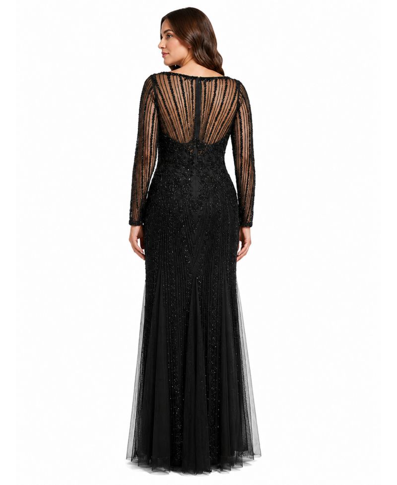 Women's High Neck Beaded Gown