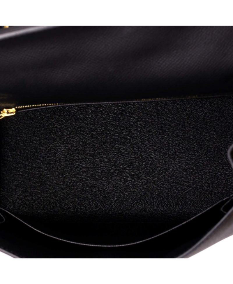 Pre-Owned Hermes Kelly 25 Handbag Black Epsom with Gold Hardware