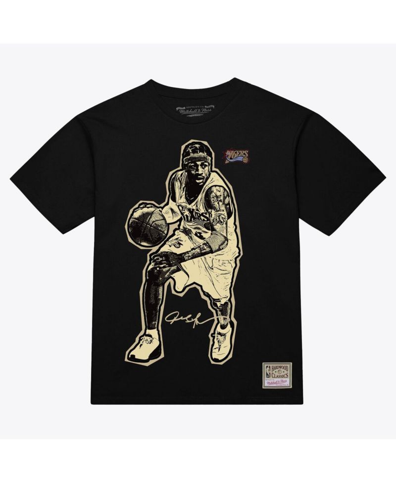 Men's and Women's Allen Iverson Black Philadelphia 76ers Blockbuster Player Graphic T-Shirt