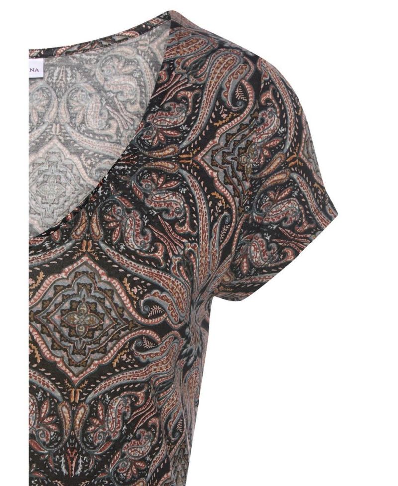 Women's Viscose Printed Short Sleeve A-Line V-Neck Short Dress