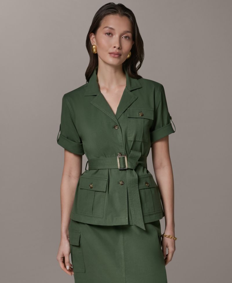 Women's Short-Sleeve Belted Safari Jacket