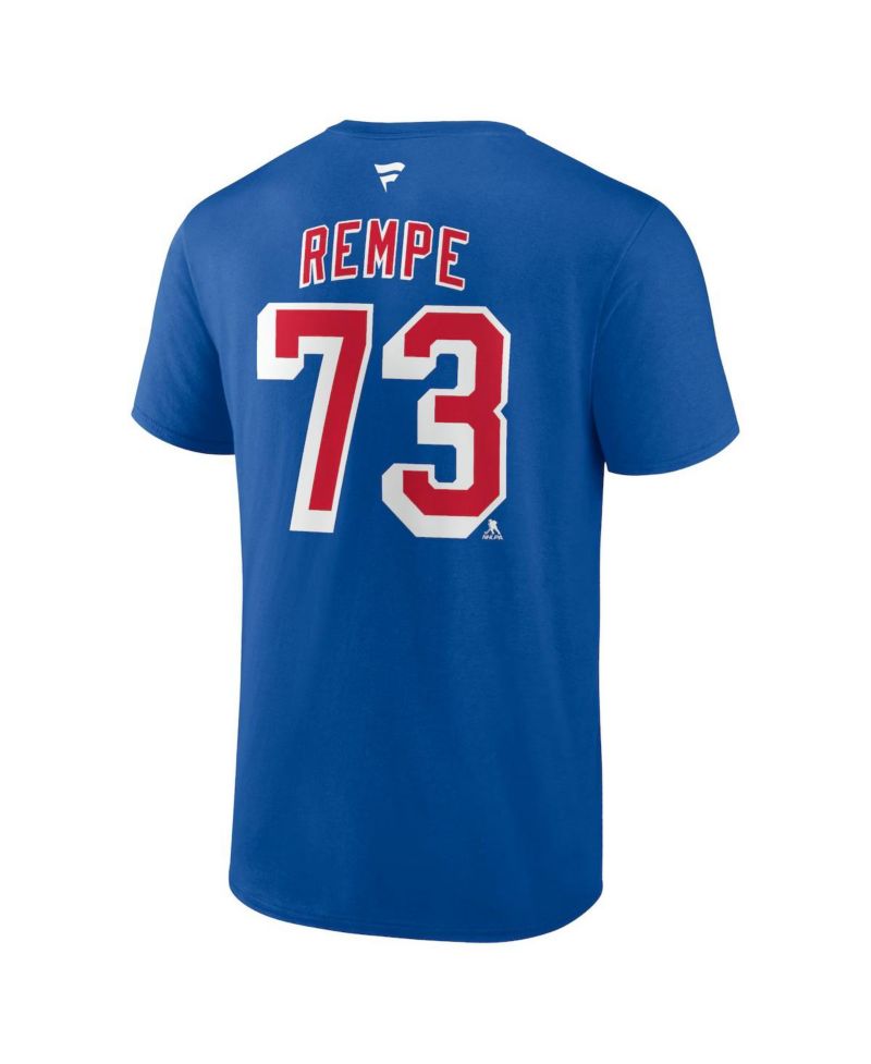 Men's Matt Rempe Blue New York Rangers Authentic Stack Name & Number T-Shirt