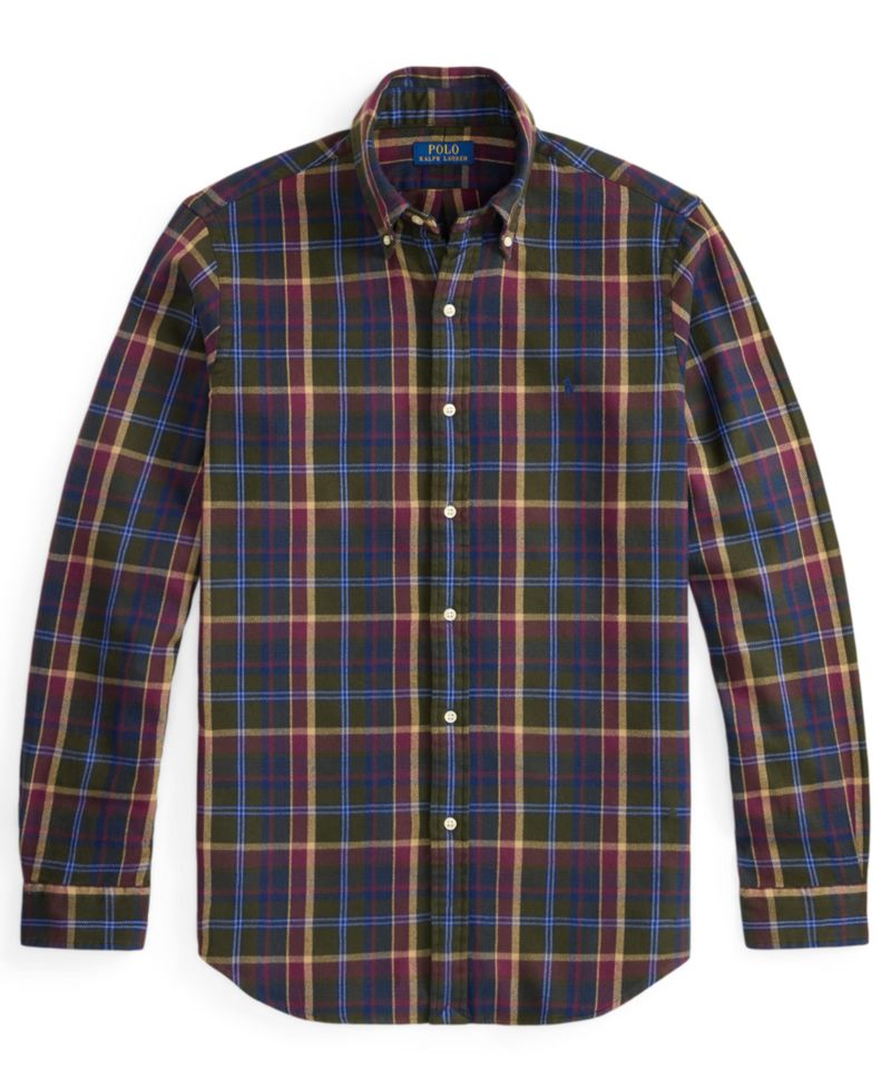 Men's Long-Sleeve Plaid Brushed Flannel Shirt