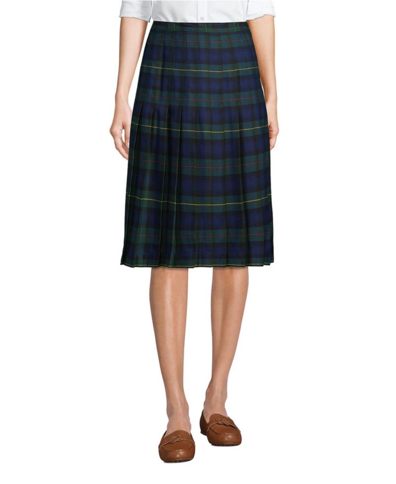Women's Below The Knee Plaid Pleated Skirt