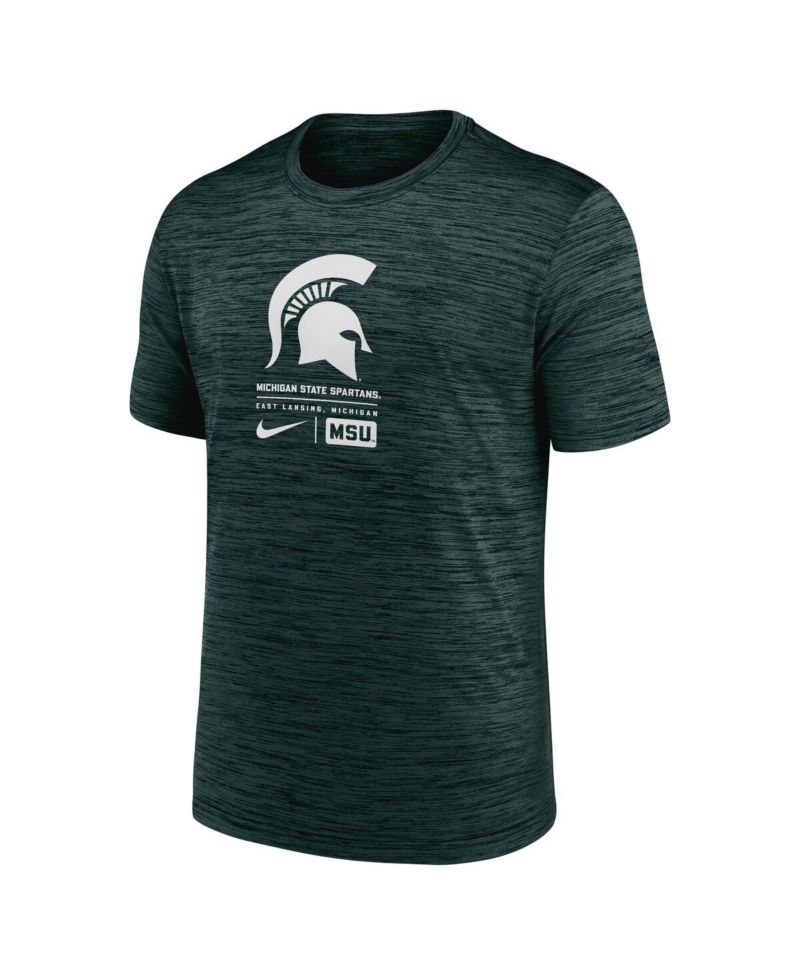 Men's Green Michigan State Spartans Campus Center Block Velocity Performance T-Shirt