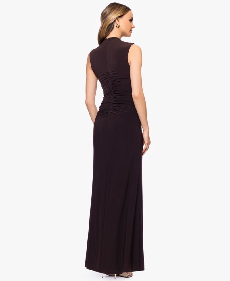 Petite Sleeveless Mock-Neck Ball Gown