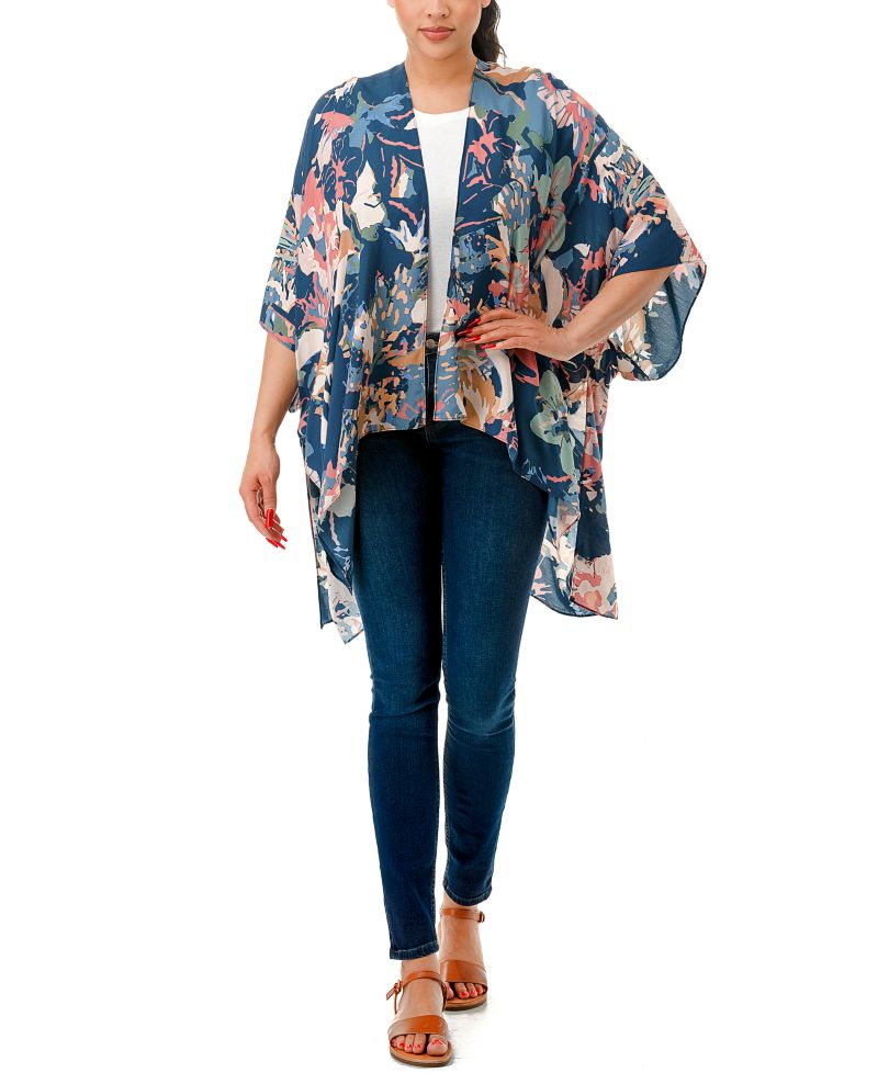 Abstract Print Kimono Cover Up
