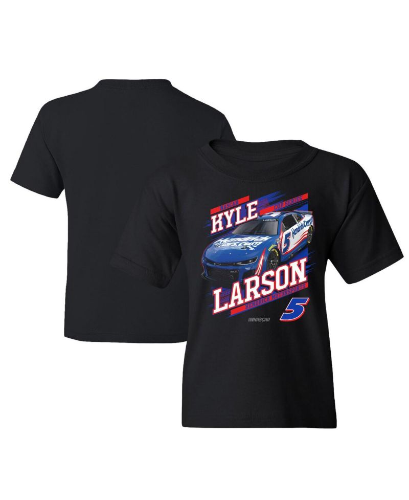 Big Boys and Girls Black Kyle Larson HendrickCars.com Car T-Shirt