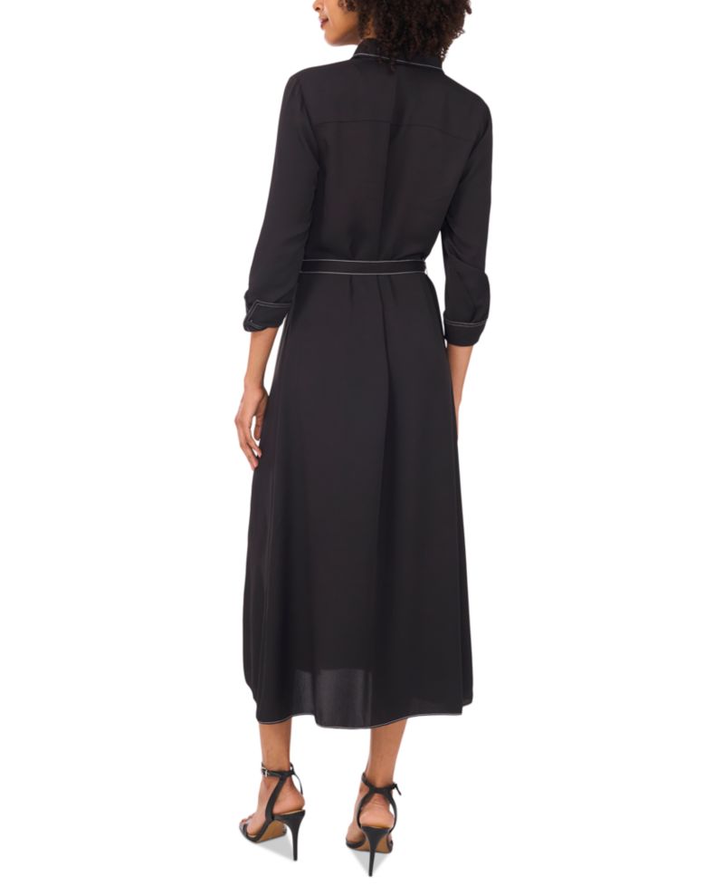 Women's Contrast-Stitching Shirtdress