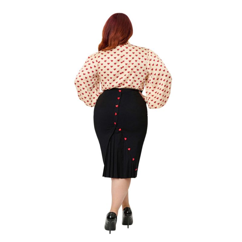 Plus Size Back Pleat Pencil Skirt
