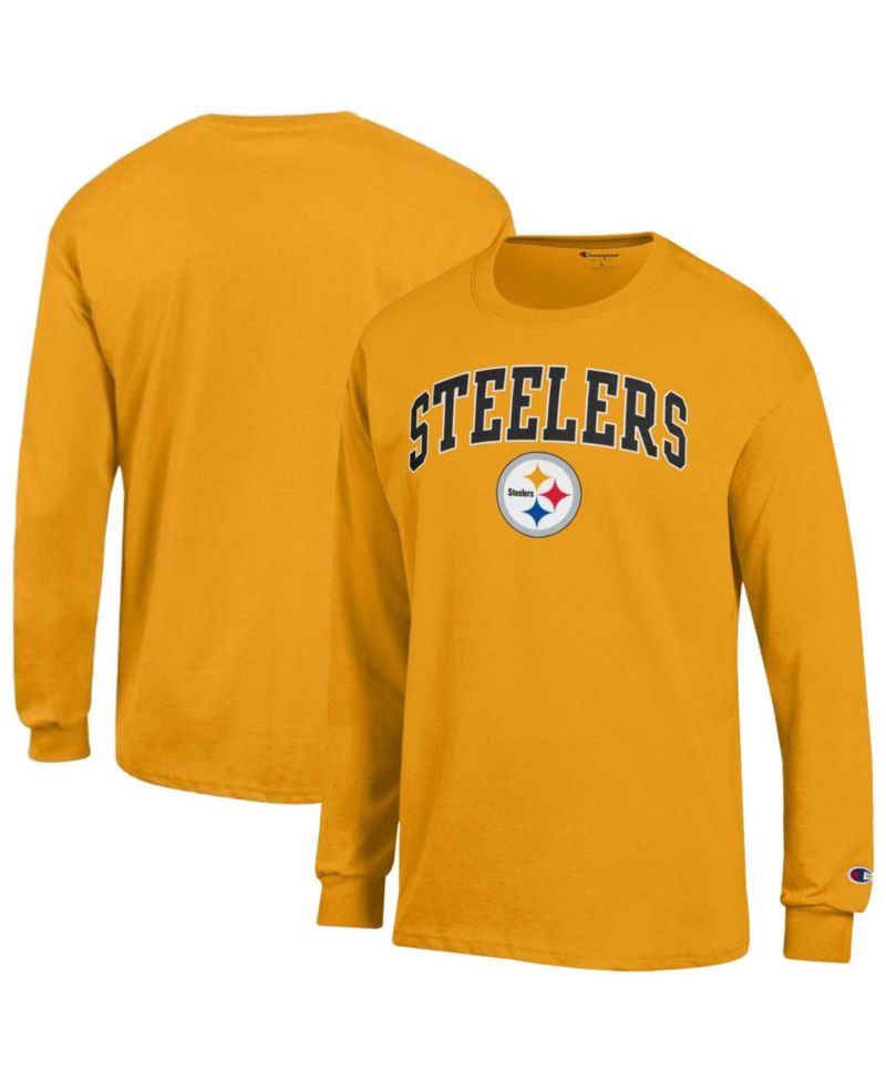 Men's Gold Pittsburgh Steelers Arch Over Logo Long Sleeve T-Shirt