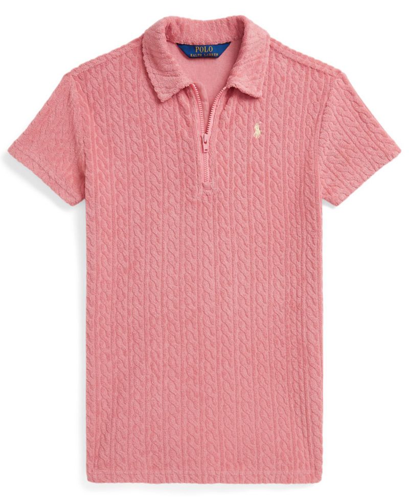 Girls' 2-6X Cable Terry Quarter-Zip Polo Dress