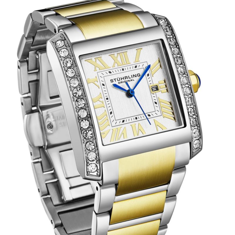 Elan 4088.3 Women s Rectangular Quartz Watch, Two-Tone Stainless Steel Bracelet