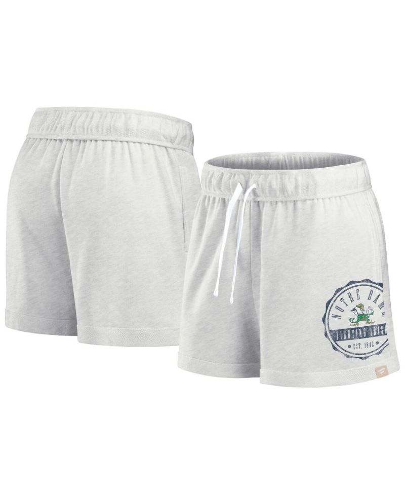 Women's Oatmeal Notre Dame Fighting Irish Win Badge Shorts