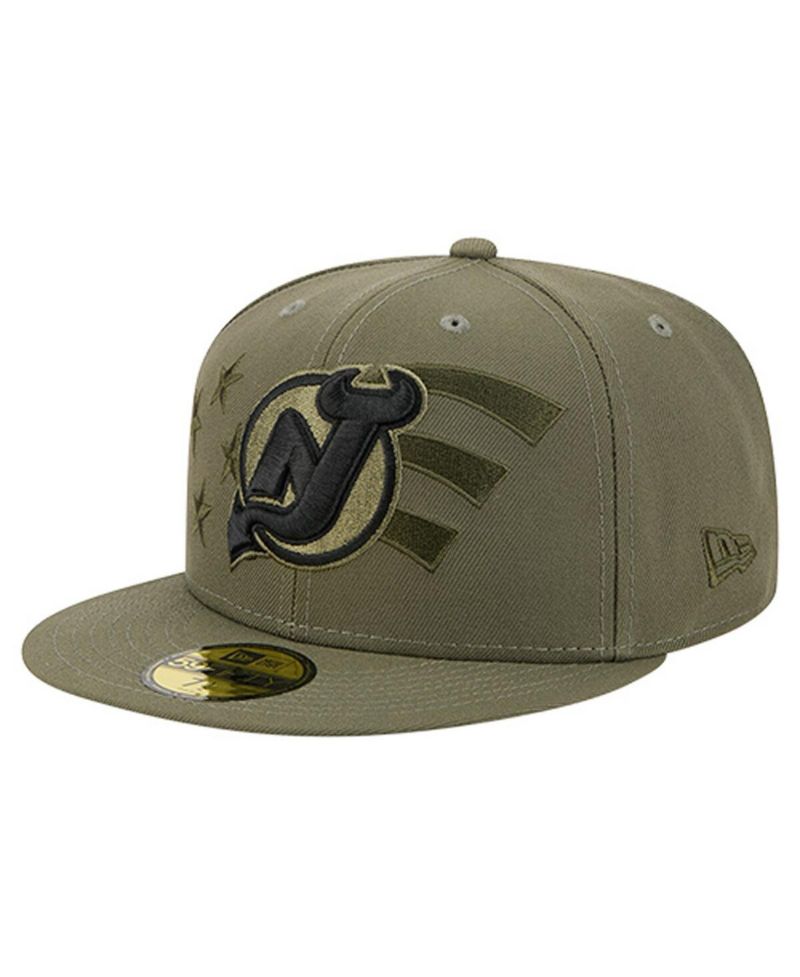 Men's Olive New Jersey Devils Military Appreciation Flag 59FIFTY Fitted Hat