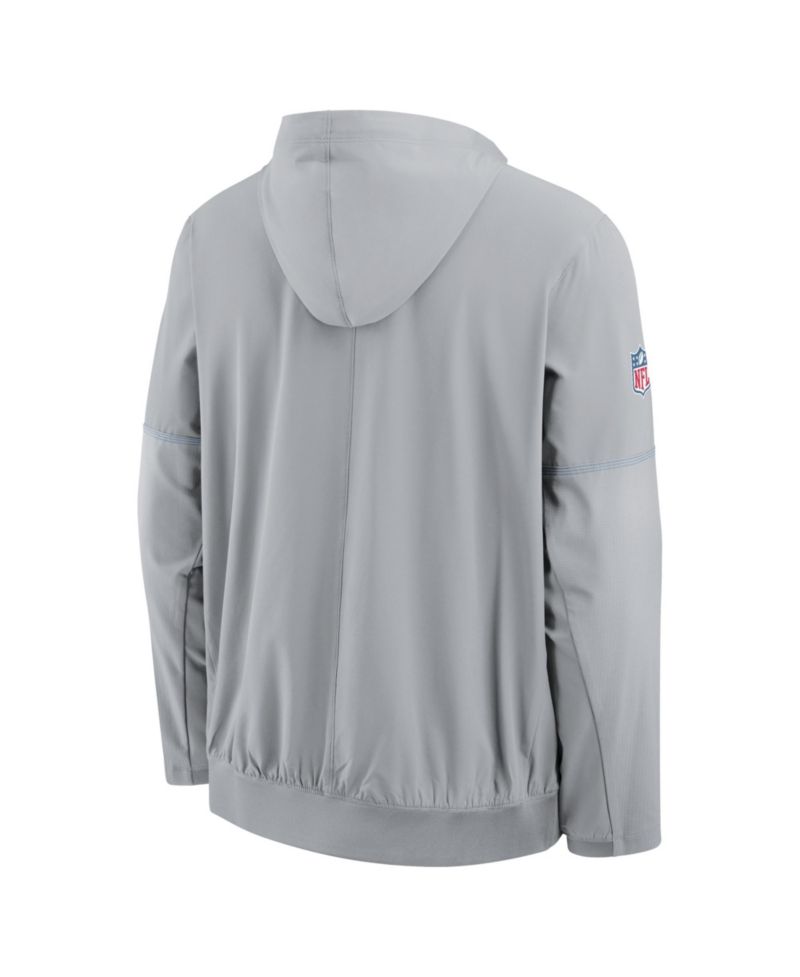 Men's Silver Detroit Lions Sideline Logo Glory Anorak Half-Zip Hoodie