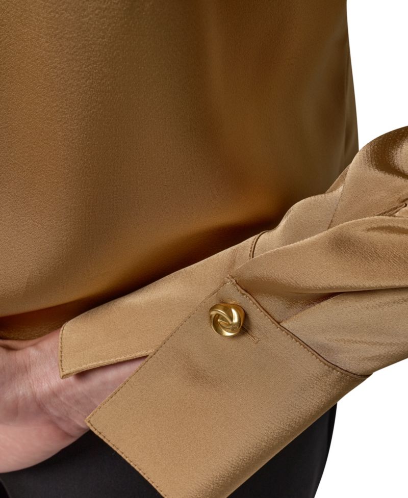 Women's Satin Faux-Wrap Blouse
