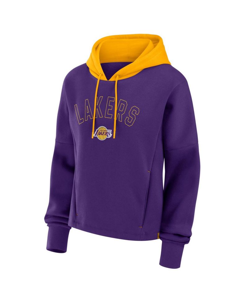 Women's Purple Los Angeles Lakers Post Up Boxy Pullover Hoodie