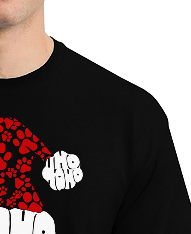 Men's Santa Hat Paw Print Word Art T-Shirt