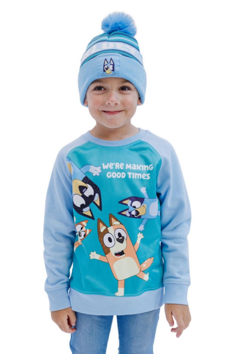 Little Boys (6-8) Fleece Sweatshirt and Cotton Gauze Hat