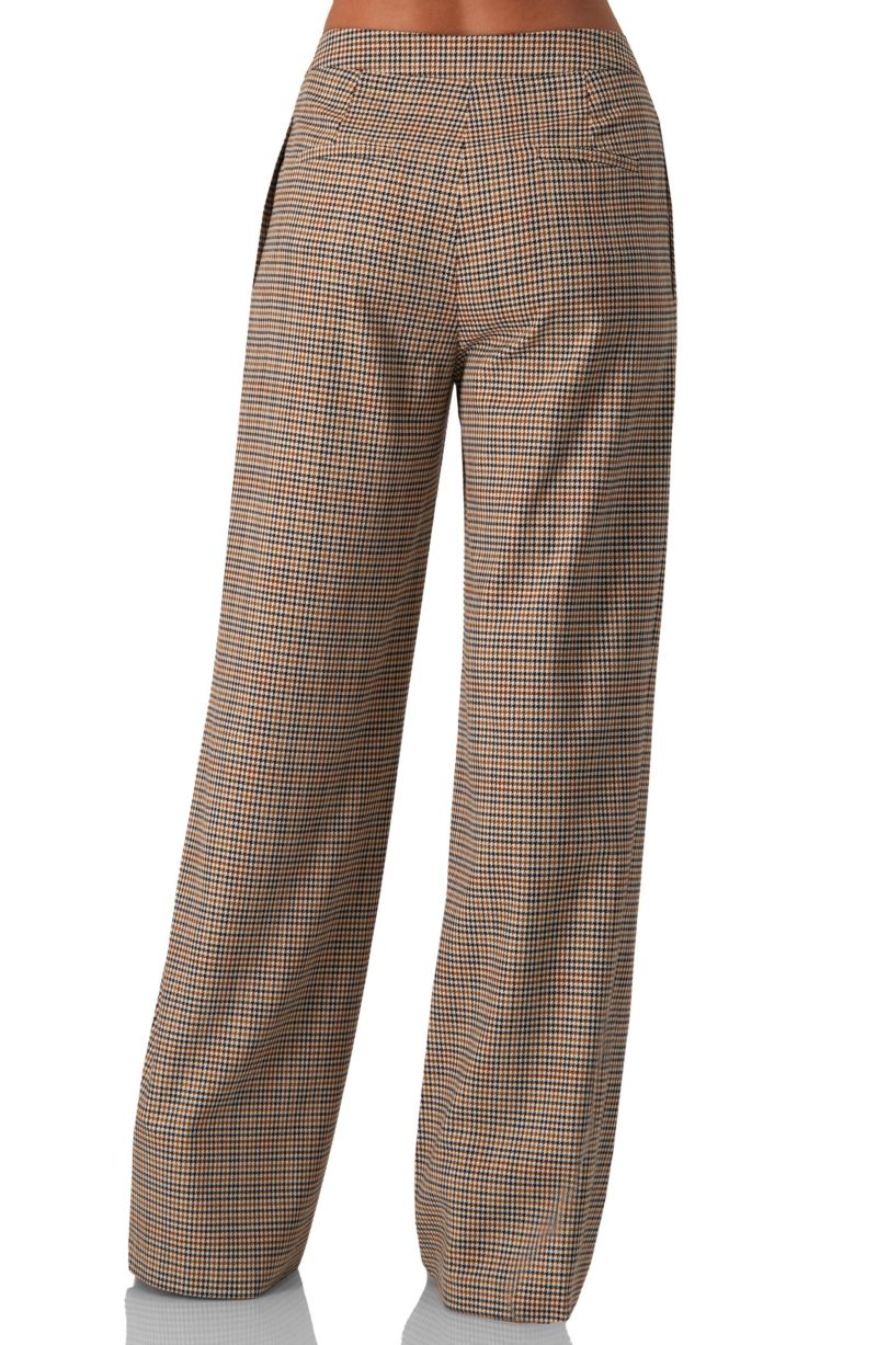 Women's Straight Pleated Patterned Trousers