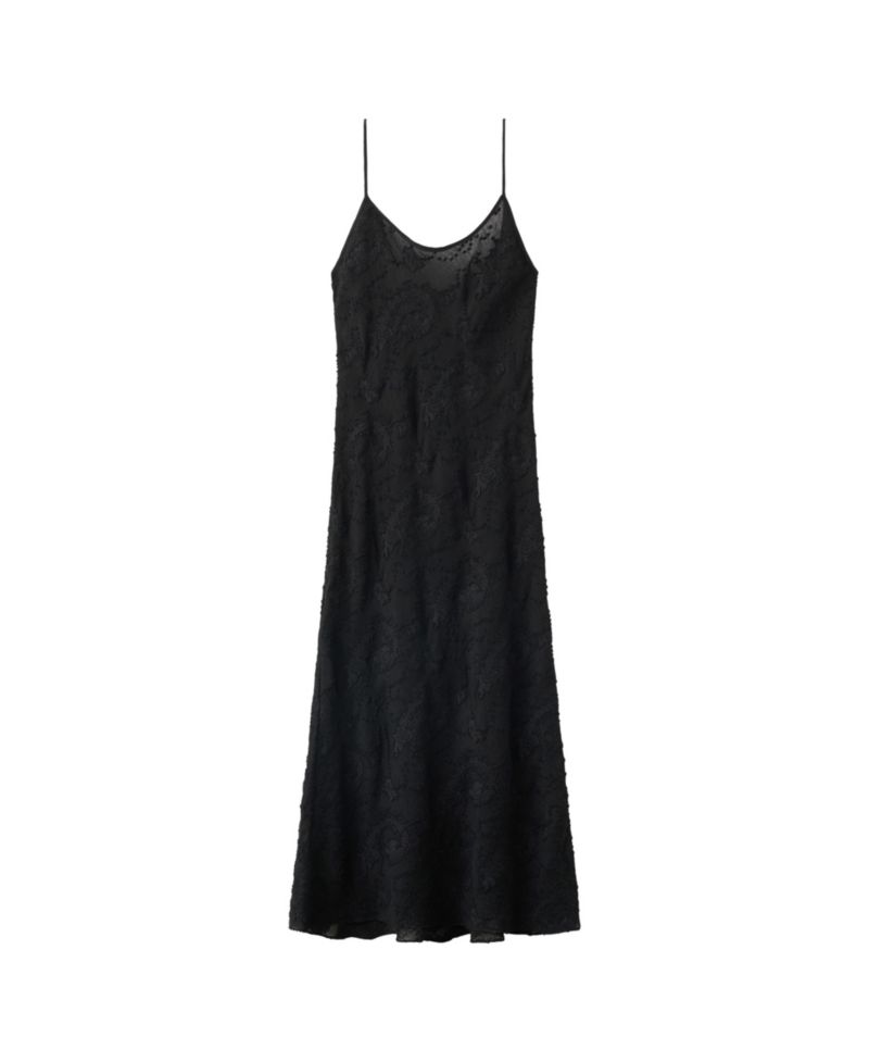 Women's Embroidered Midi Low-Back Chiffon Dress