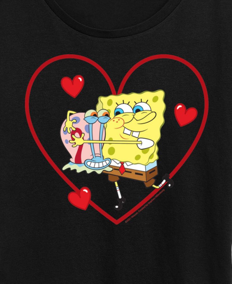 Women's Spongebob Squarepants Gary Heart Short-Sleeve Graphic T-Shirt