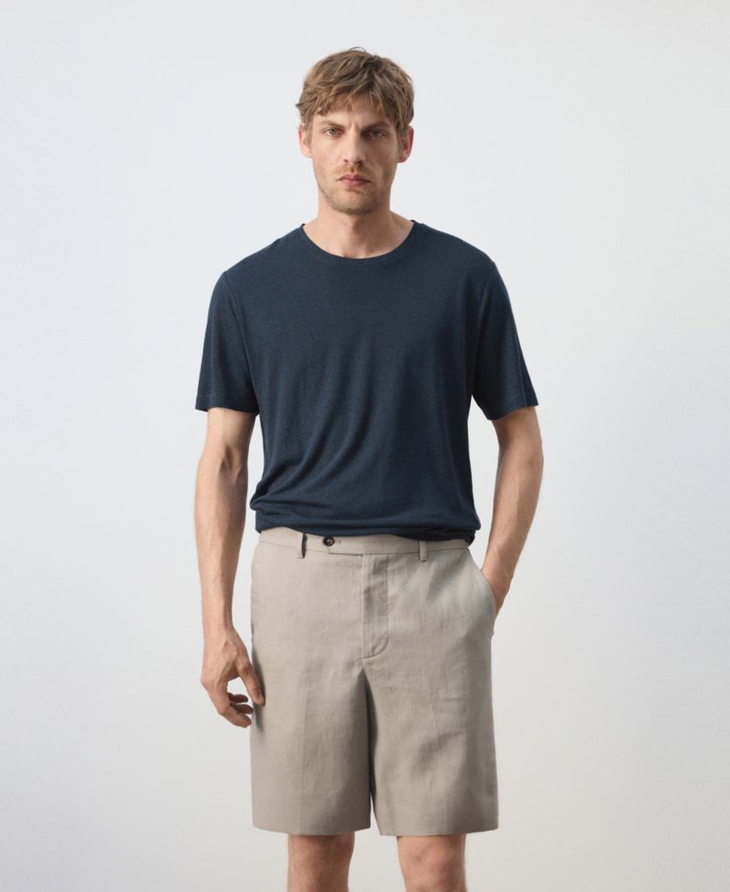 Men's Slim-Fit Linen-Blend T-Shirt