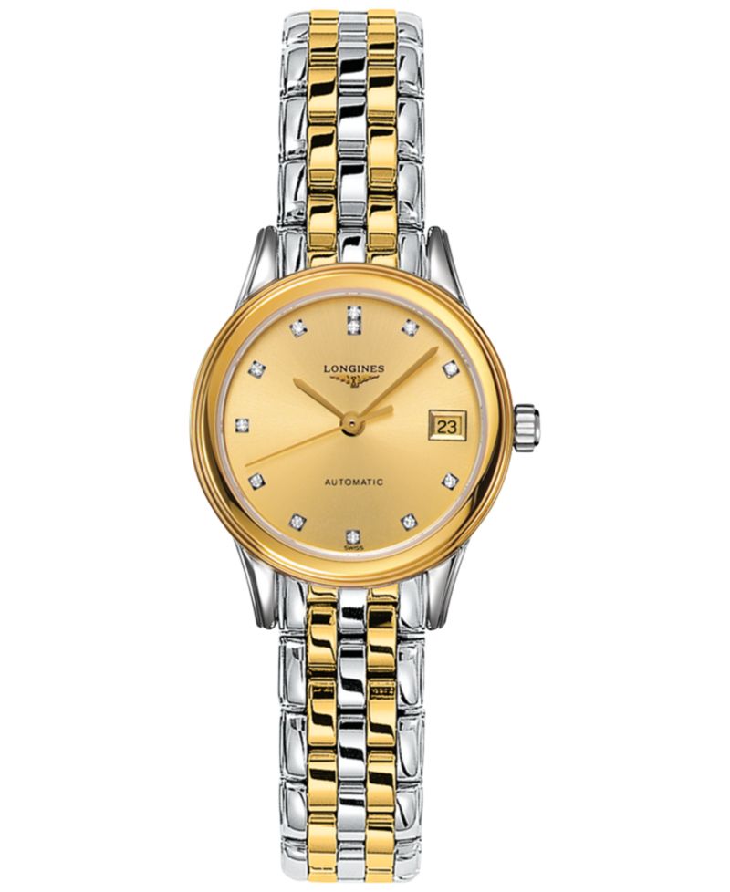 Women's Swiss Automatic Flagship Diamond Accent Two-Tone PVD Stainless Steel Bracelet Watch 26mm L42743377