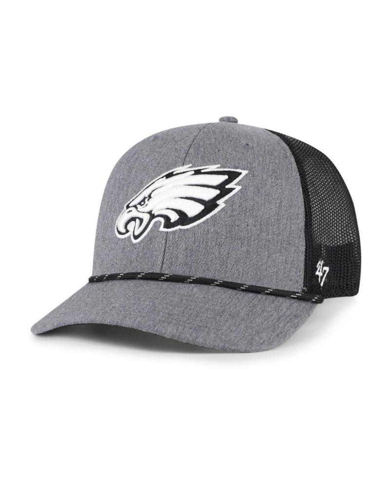 Men's Heather Charcoal Philadelphia Eagles Carbon Rope Trucker Adjustable Hat