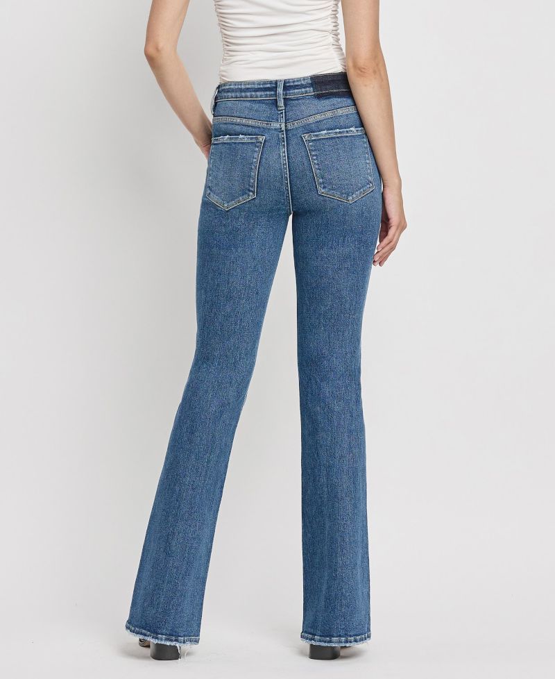 Women's High Rise Slant Hem Flare Jeans