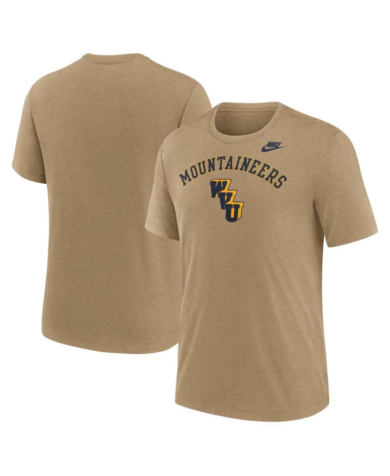 Men's Heather Light Brown West Virginia Mountaineers Legacy Arch Tri-Blend T-Shirt