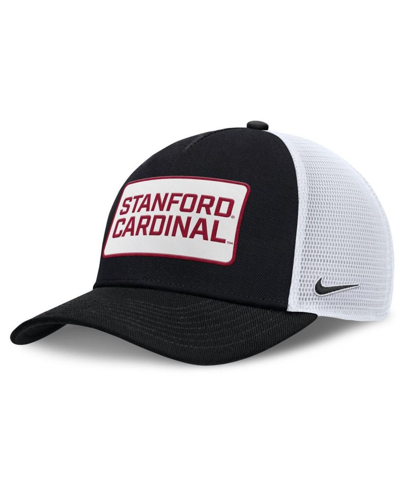 Men's Black/White Stanford Cardinal 2025 On-Field Rise Patch Trucker Adjustable Hat