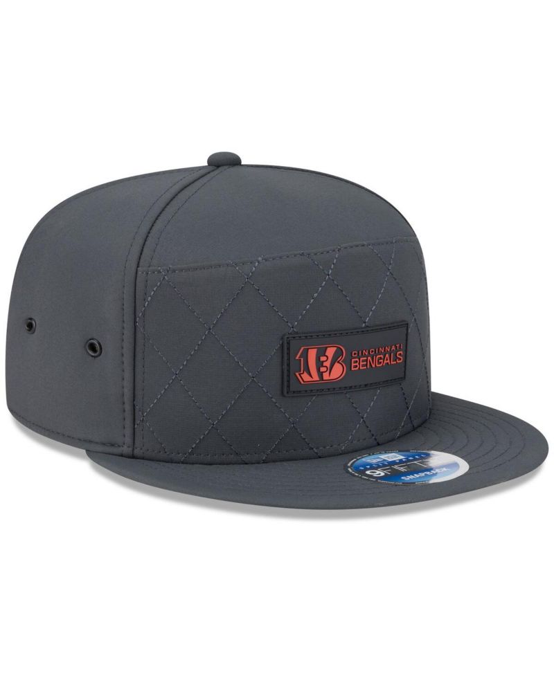 Men's Charcoal Cincinnati Bengals 2025 Sideline Cold Weather Split Panel 9FIFTY Snapback Hat