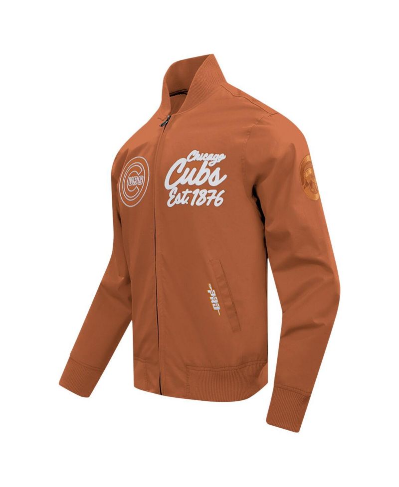 Men's Brown Chicago Cubs Paint The City Twill Full-Zip Jacket