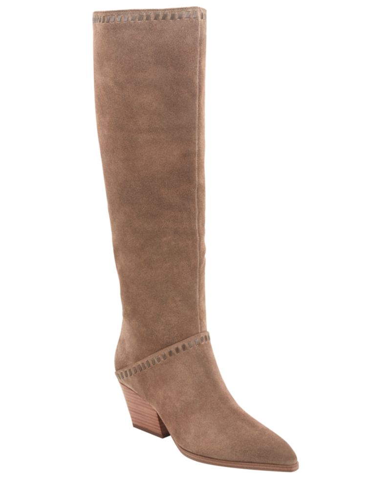 Women's Tayla Suede Whipstitch Tall Block Heel Boots
