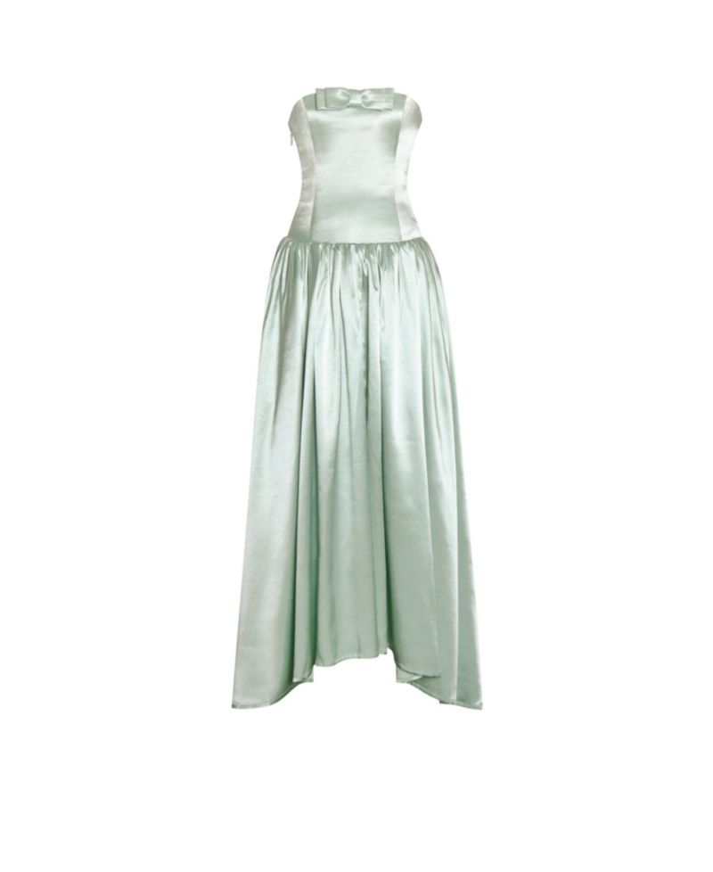 Women's Lael Mint Green Back Button Trailing Gown