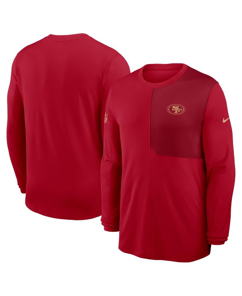 Men's Scarlet San Francisco 49ers Sideline Coach UV Performance Long Sleeve T-Shirt