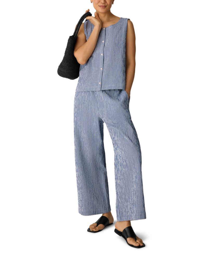 Eileen Fisher Women's Mid-Rise Wide-Leg Ankle-Length Pants, Regular, Plus And Petites