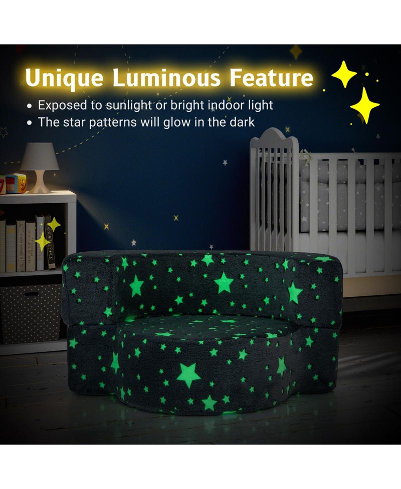 2-in-1 Toddler Convertible Sofa Chair with Glow-in-the-Dark Pattern