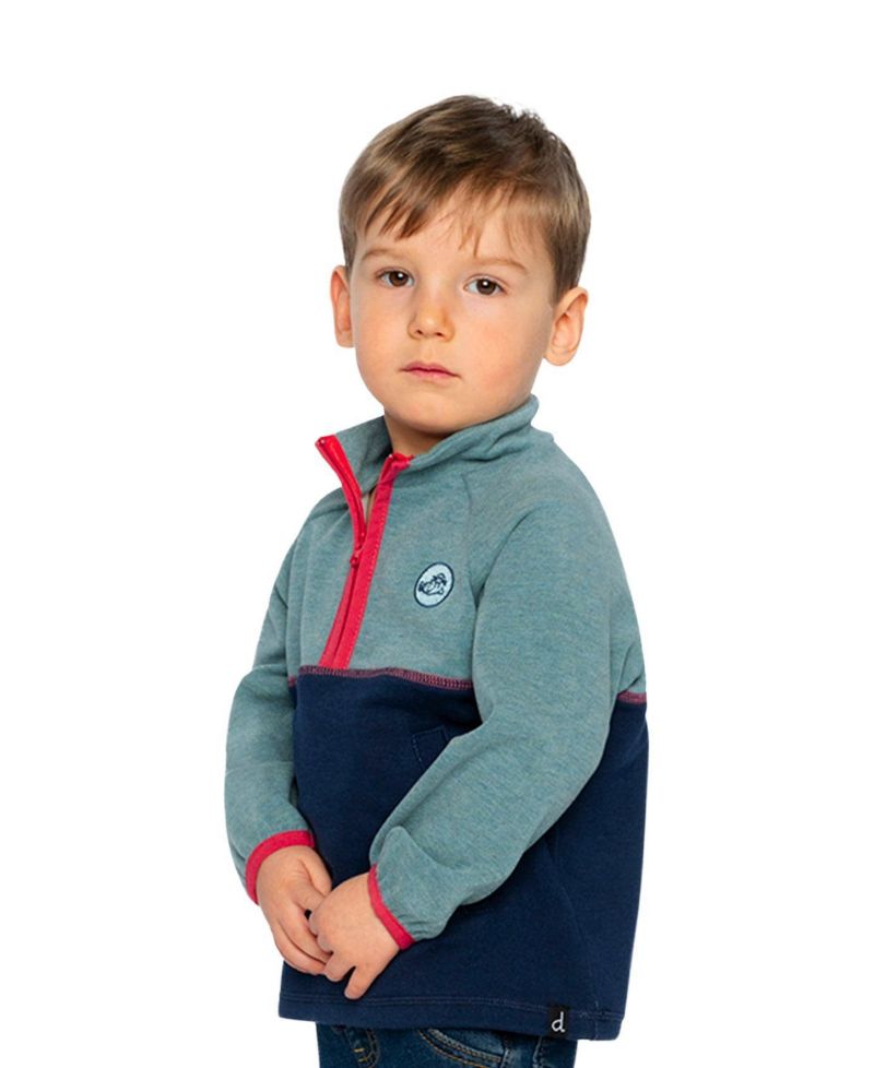Baby Boys 12M - 24M Zip Mock Neck Top Pale Turquoise