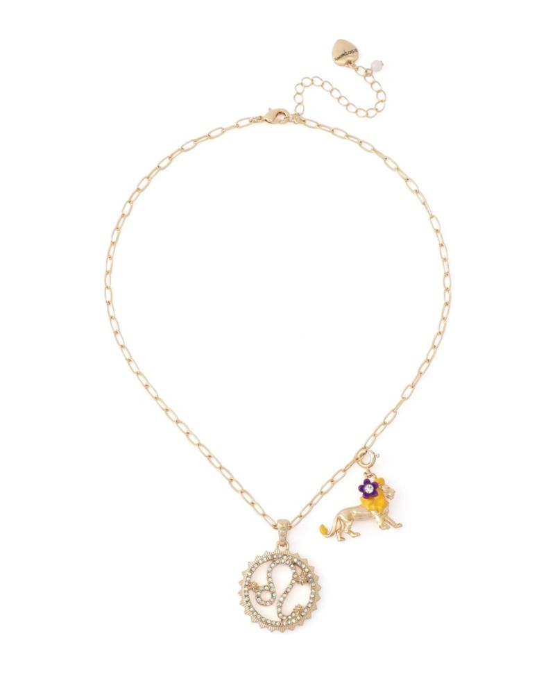 Faux-Stone Leo Celestial Pendant Necklace Charm Zodiac Set