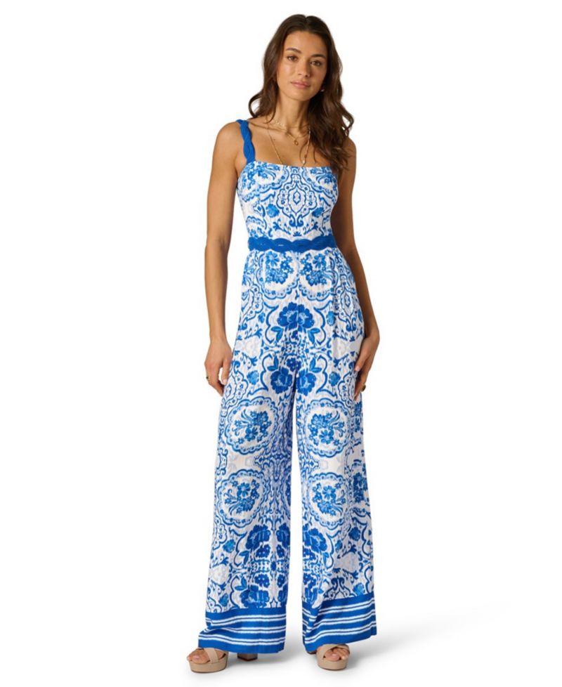 Women's Printed Square Neck Jumpsuit