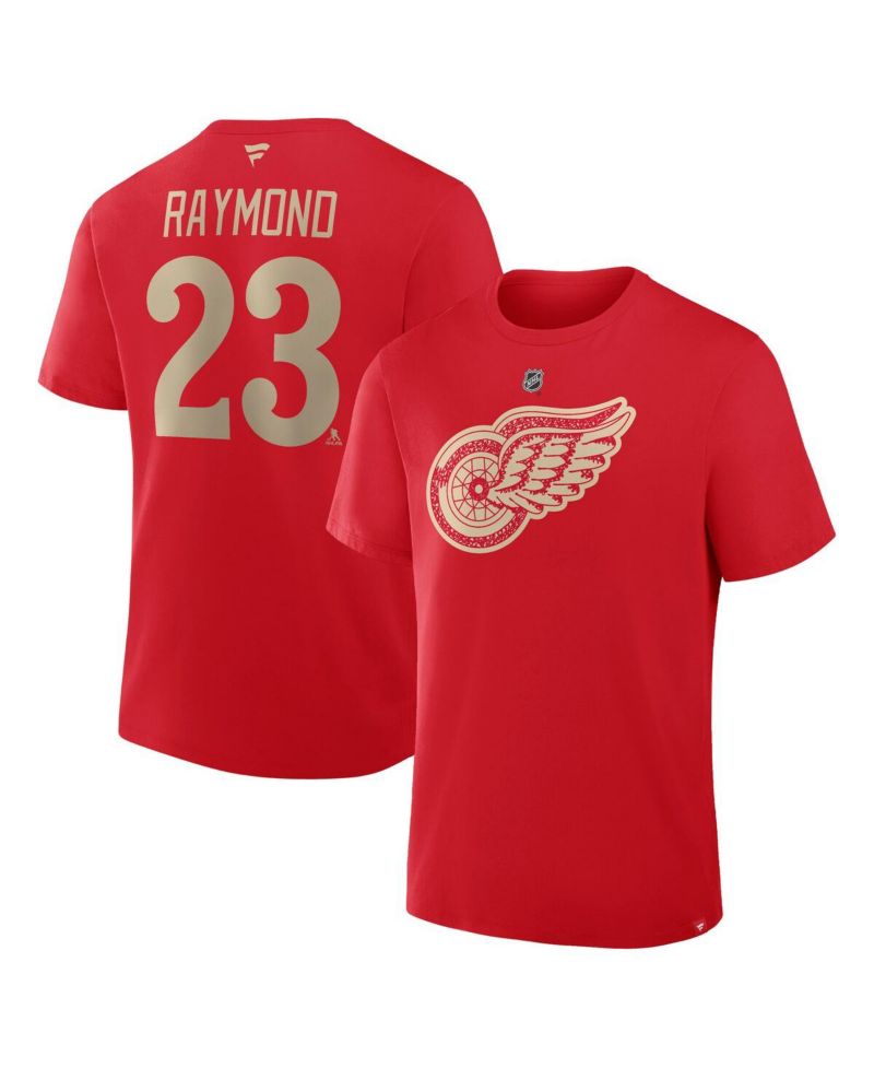 Men's Lucas Raymond Red Detroit Red Wings Centennial Authentic Stack Name & Number T-Shirt