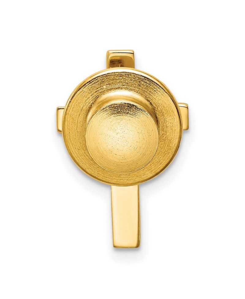 Solid 14k Yellow Gold Squared Polished Cross Tie Tack for Men