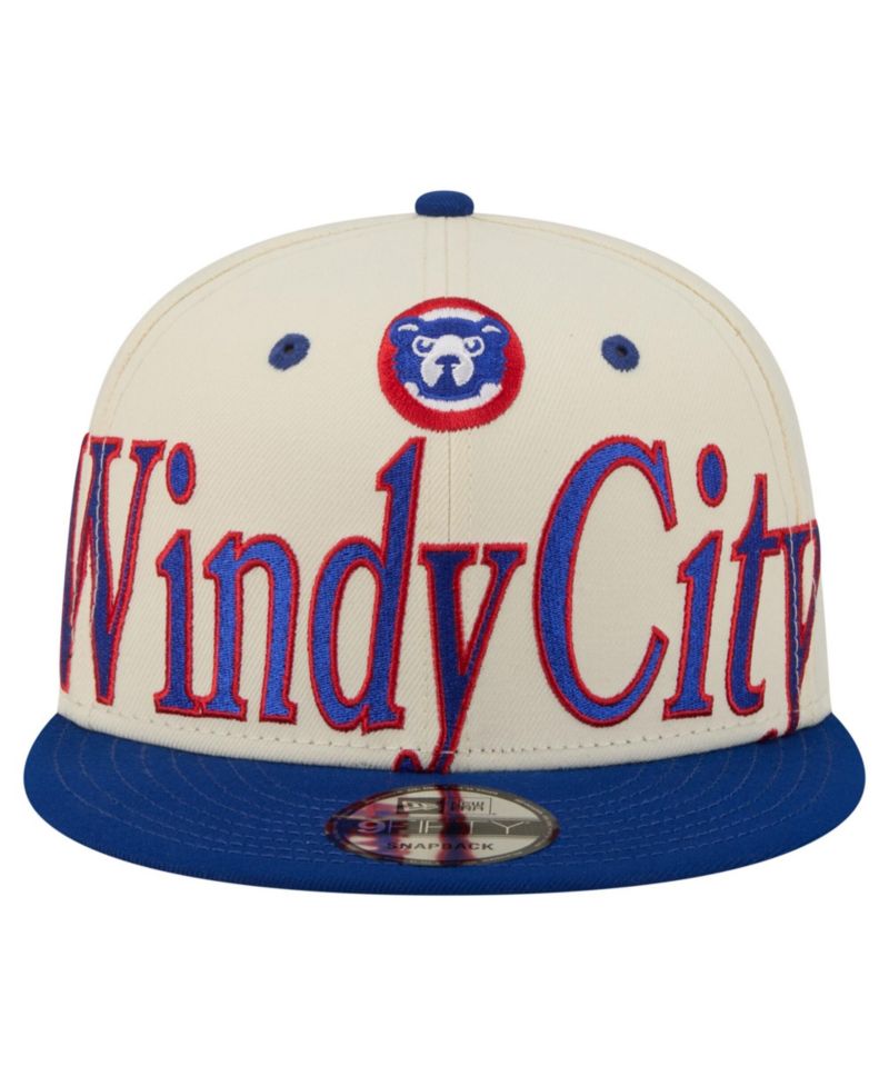 Men's Cream Chicago Cubs Oversized Slogan 9FIFTY Snapback Hat